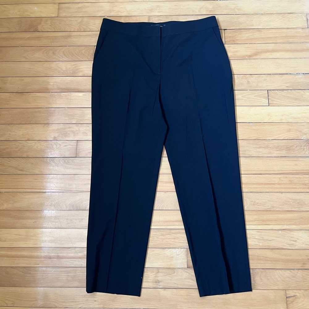 St. John Black Straight Leg Trousers Pants Size 14 Wool Blend Professional